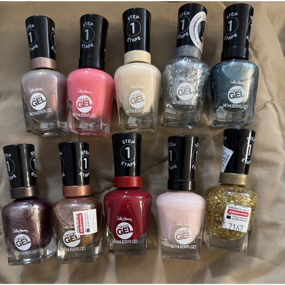 Lot Of 23 SALLY HANSEN MIRACLE GEL STEP 1 MIXED LOT COLORS IN DESCRIPTION (Dt)